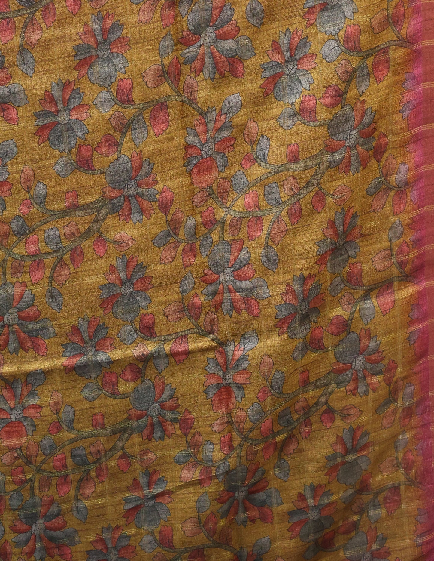 Semi Tussar Saree - Bansuri Print Purple