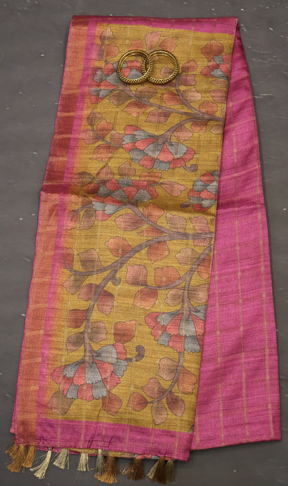 Semi Tussar Saree - Meera Print Purple