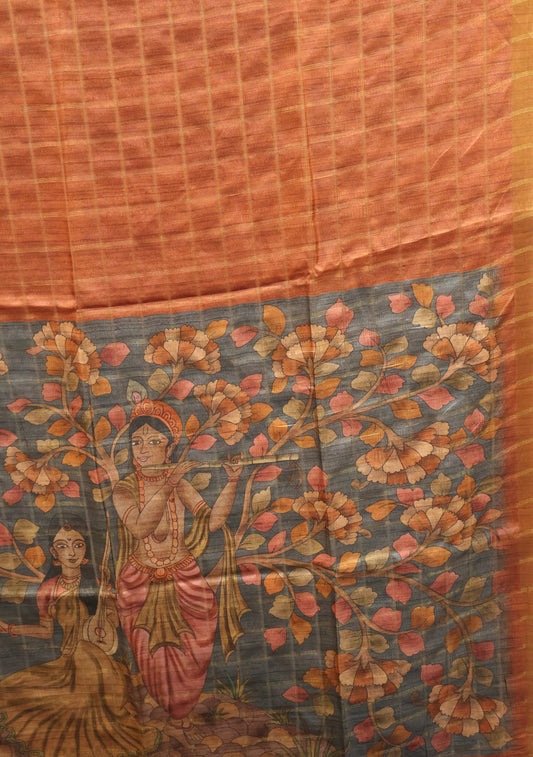 Semi Tussar Saree - Meera Print Honey