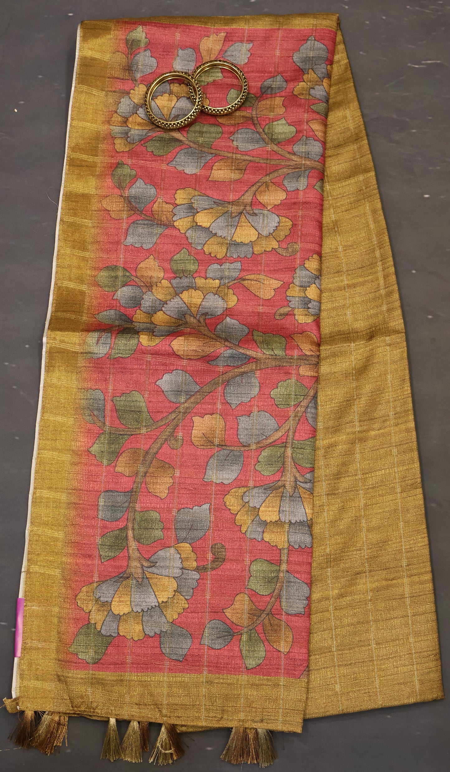 Semi Tussar Saree - Meera Print Mustard