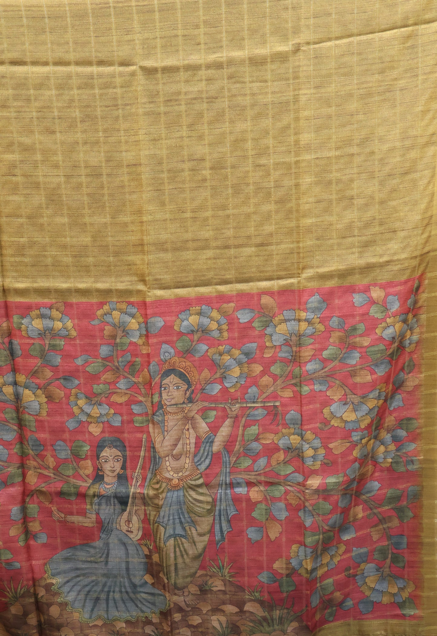 Semi Tussar Saree - Meera Print Mustard