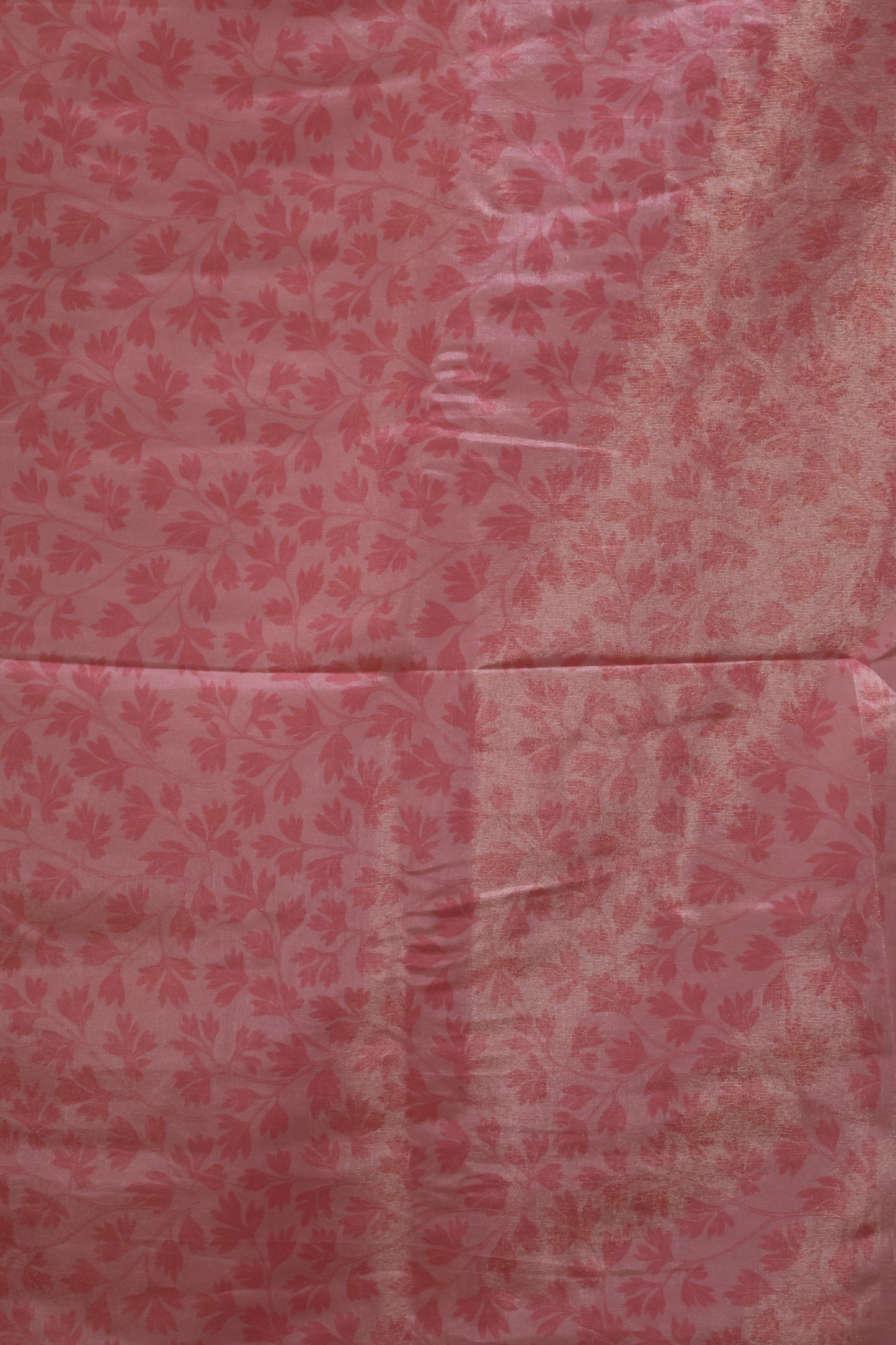 Tissue Linen Saree-Pink Flower With Sparrow Embryoid