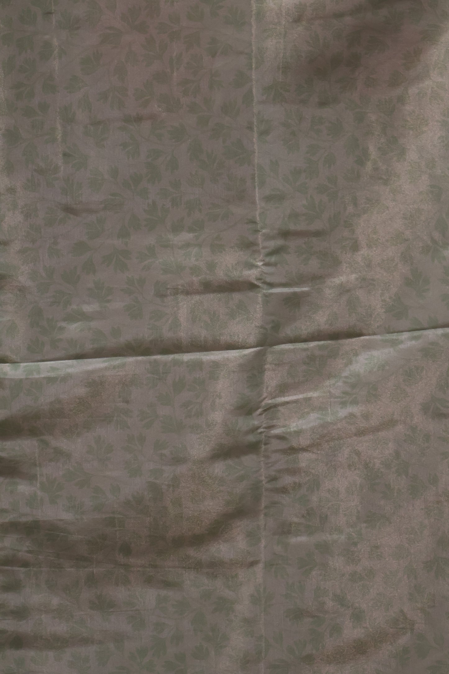 Tissue Linen Saree-Green Flower With Sparrow Embryoid