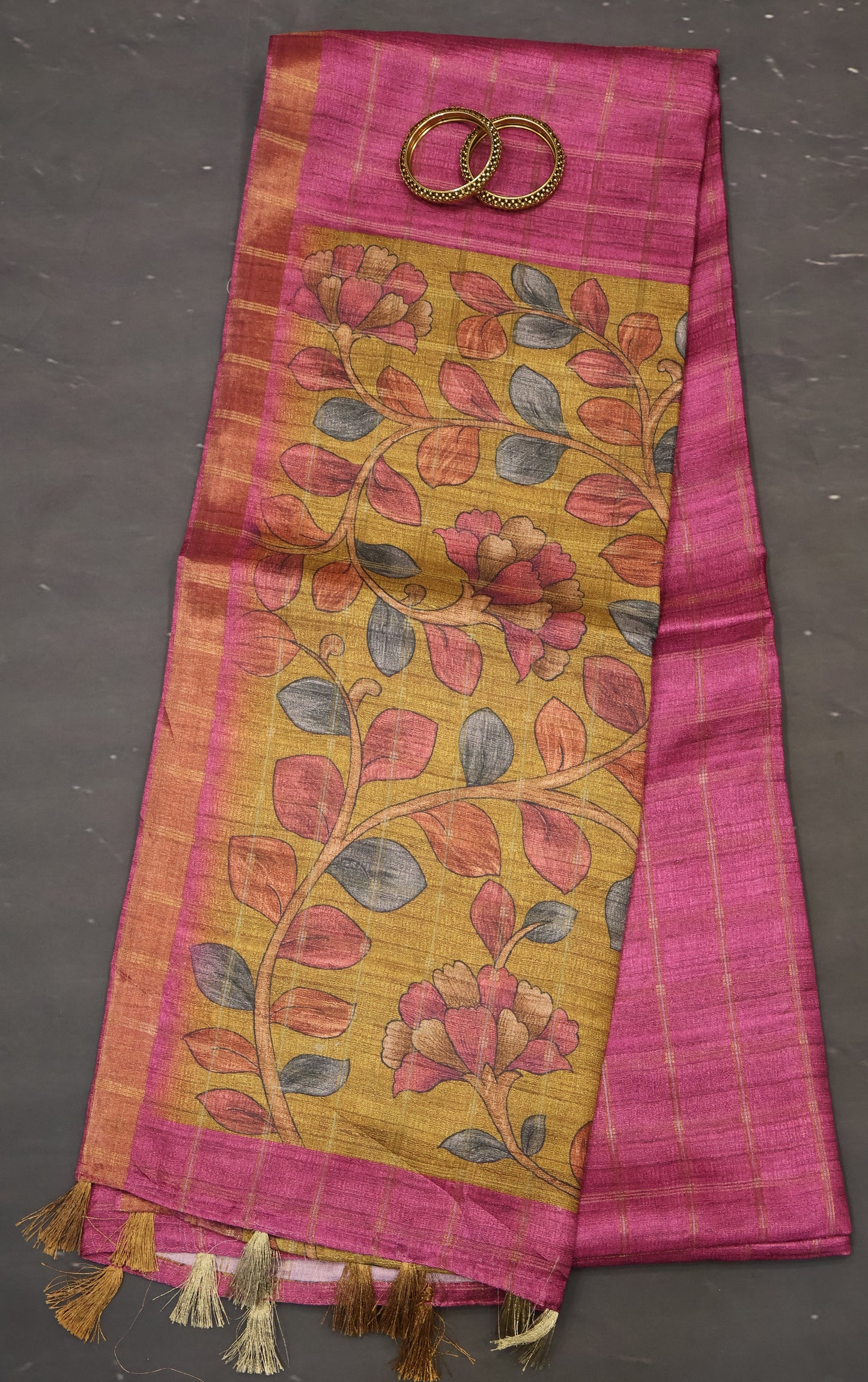 Semi Tussar Saree - Radha Krishna Print Purple