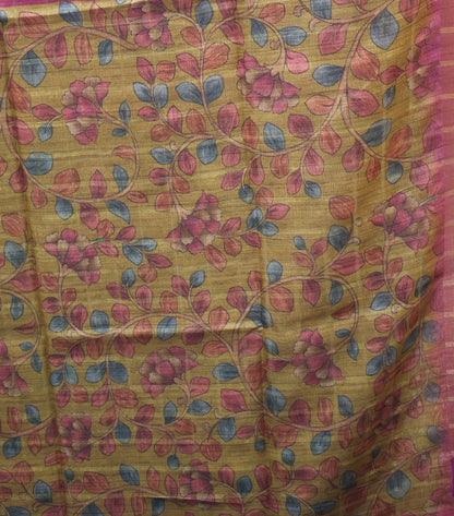 Semi Tussar Saree - Radha Krishna Print Purple
