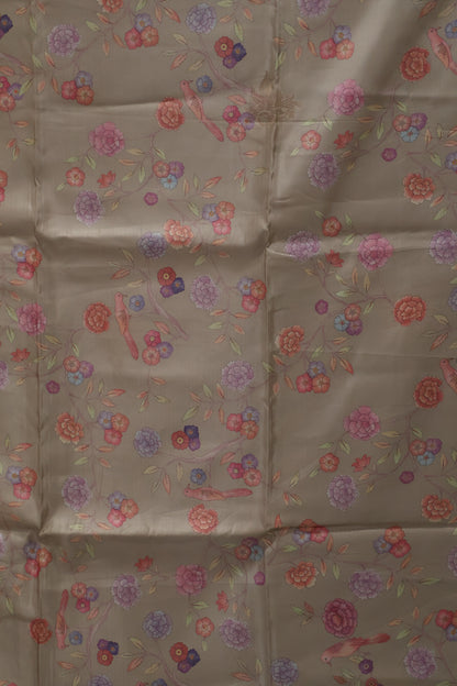 soft tussar saree-Metalic Blue Sparrow Lines