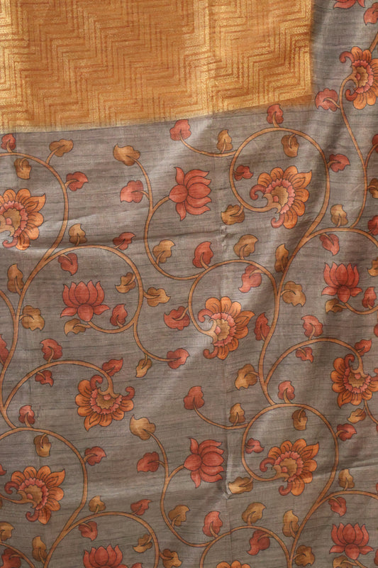 Fushion Kanjivaram Silk Saree-Mustard Zig Zag Zari