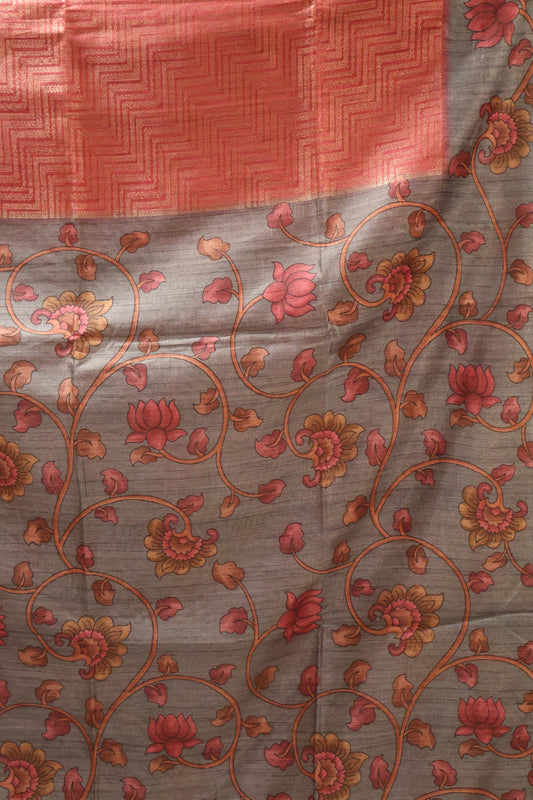 Fushion Kanjivaram Silk Saree- Pink Zig Zag Zari