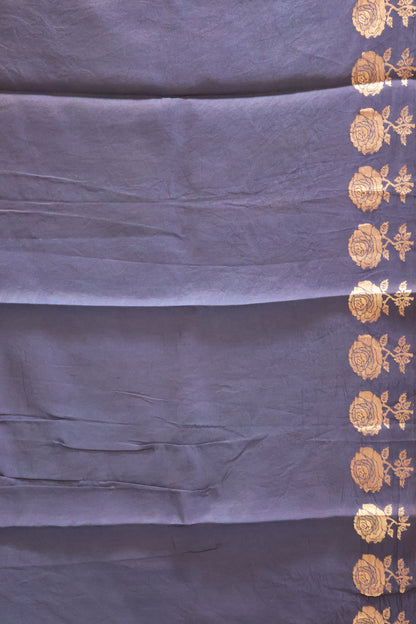 Pure Organza Saree-Peacock Blue Rose Zari