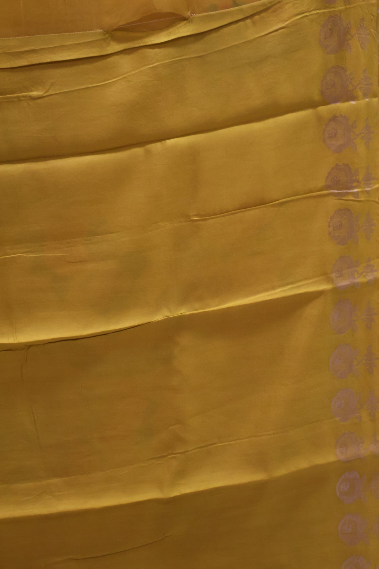 Pure Organza Saree-Lime Yellow Rose Zari