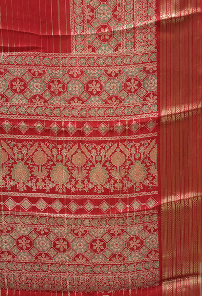 Shiffon Saree-Maroon Body Line ajrakh