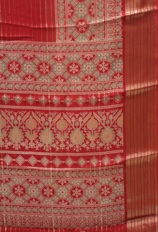 Shiffon Saree-Maroon Body Line ajrakh