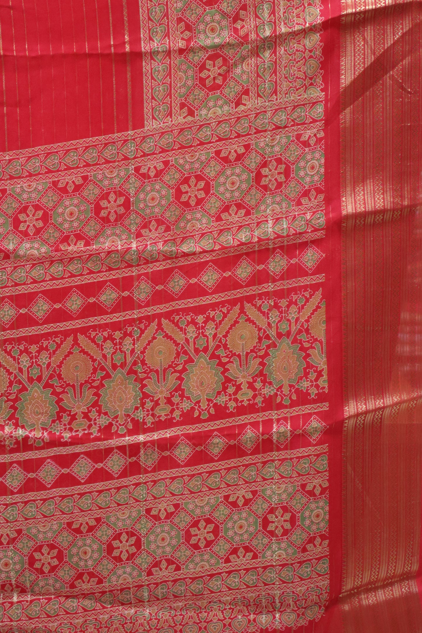 Shiffon Saree-Rani Pink Body Line ajrakh