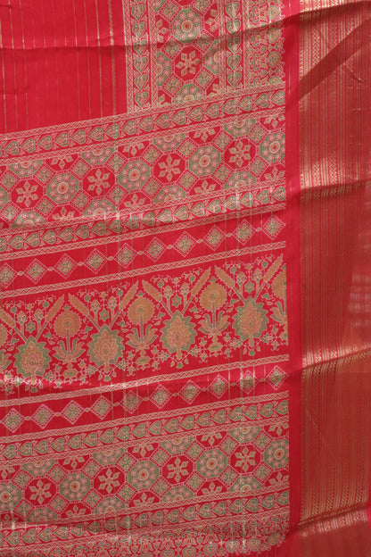 Shiffon Saree-Rani Pink Body Line ajrakh