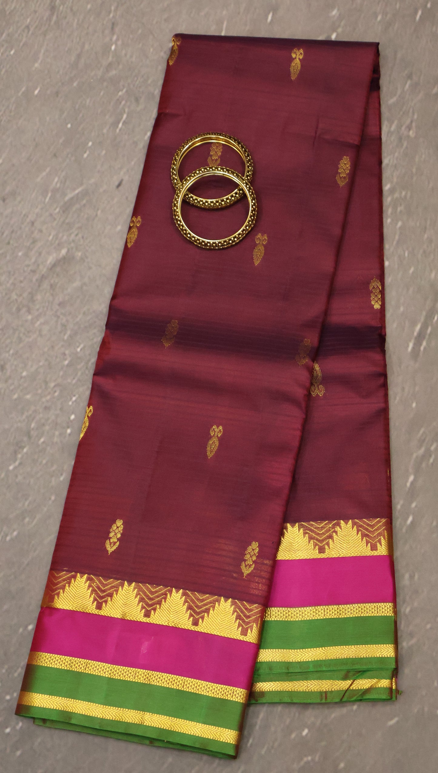 Pure Silk Saree - Maroon Dual Border