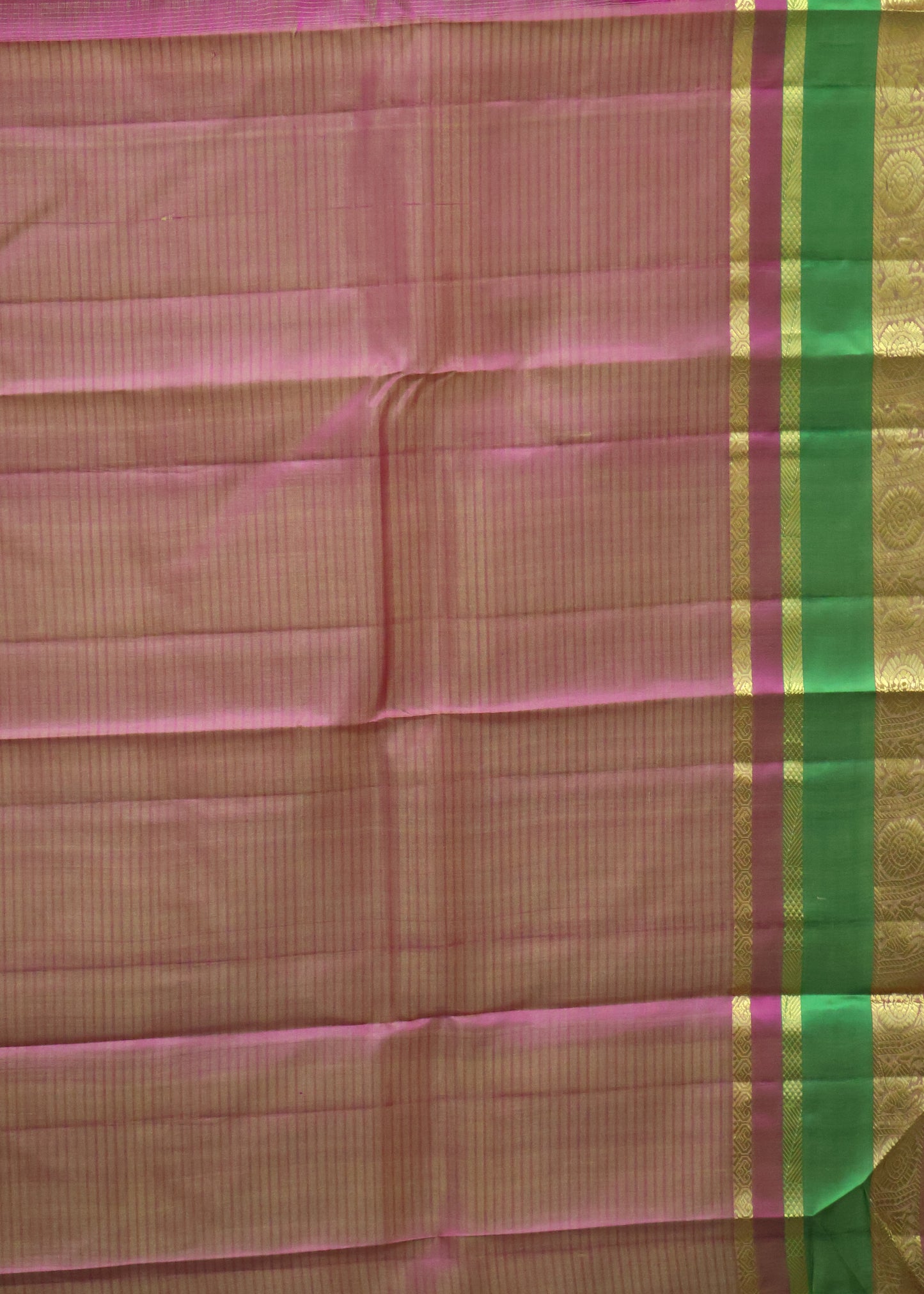 Pure Silk Saree -Cream Blue Dual Border