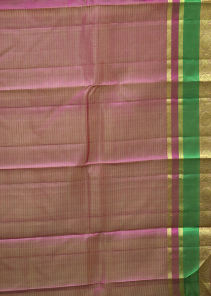 Pure Silk Saree -Cream Blue Dual Border