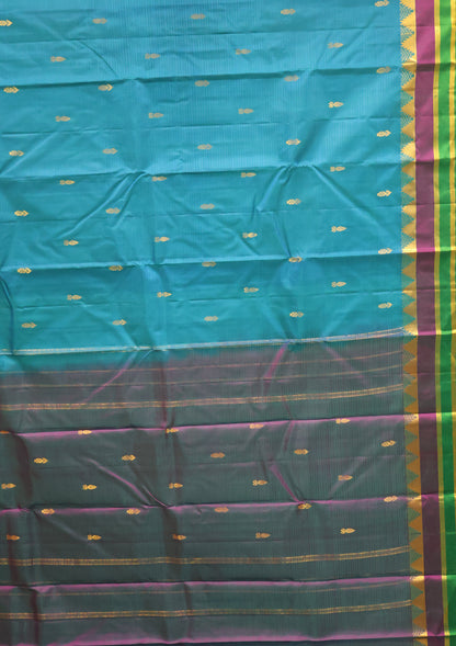 Pure Silk Saree -Ramar Blue Dual Border