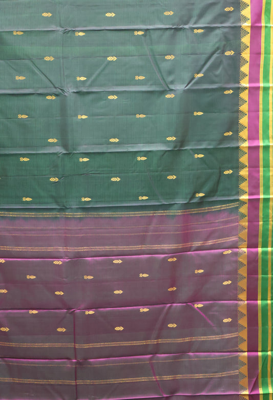 Pure Silk Saree -Bottle Green Dual Border