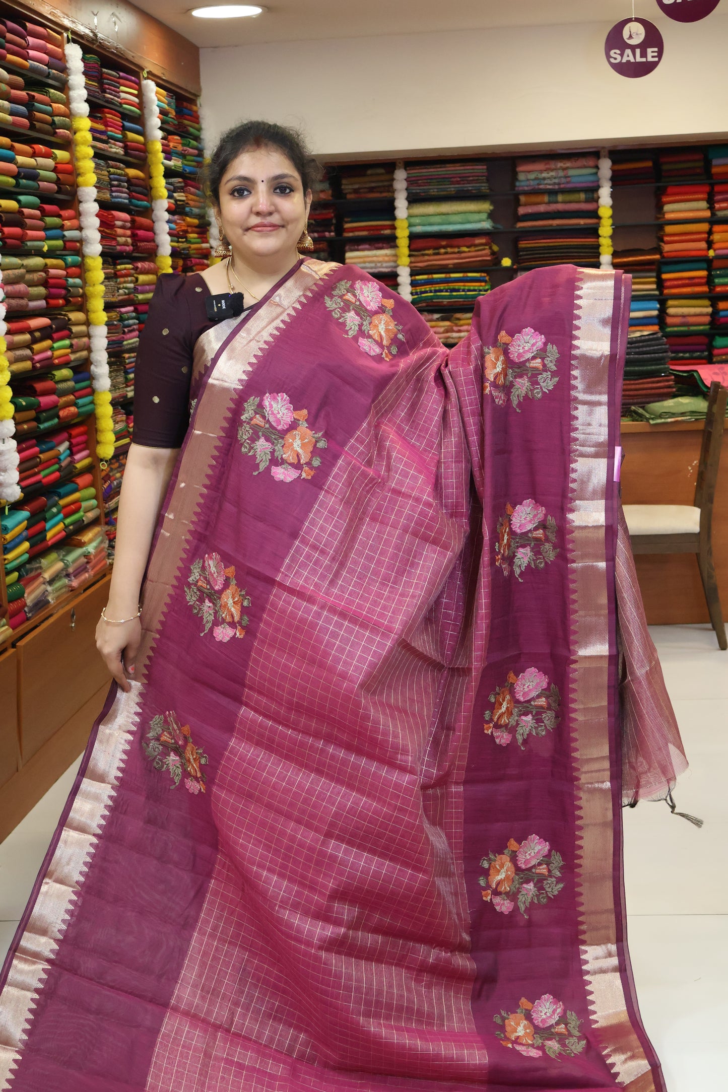 Mangal Giri Silk Saree-Purple Floral Print