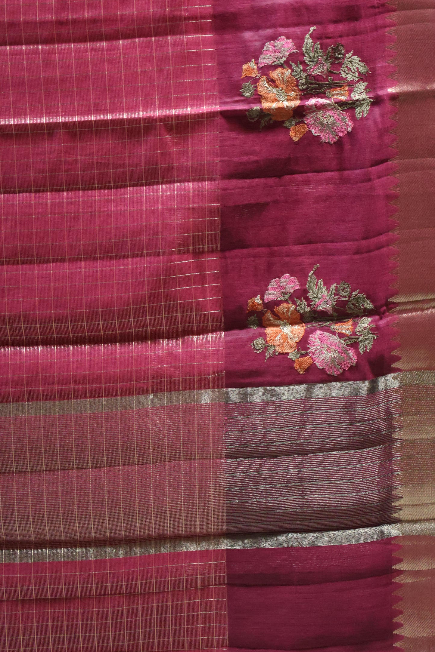 Mangal Giri Silk Saree-Purple Floral Print