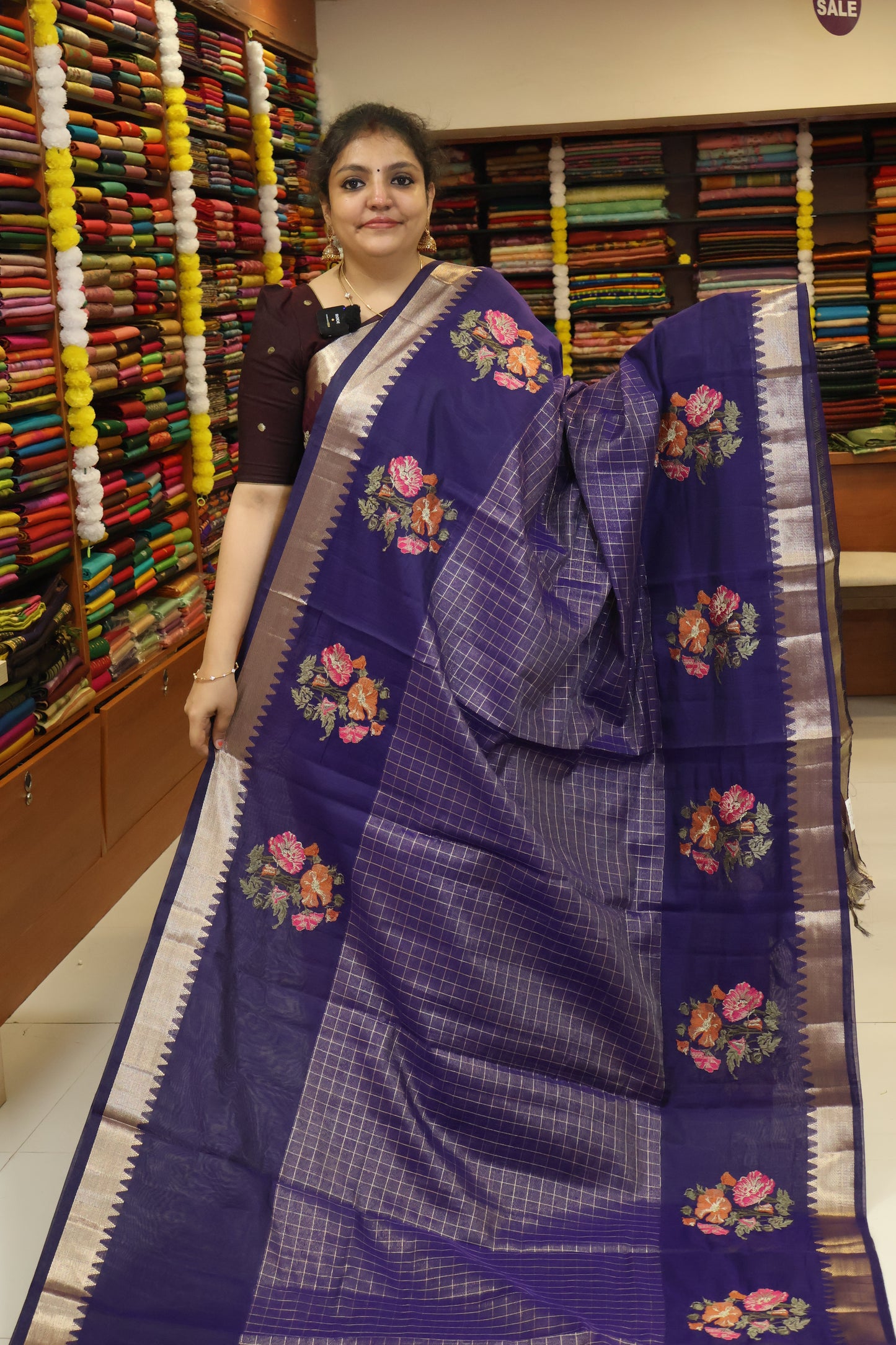 Mangal Giri Silk Saree-Voilet Floral Print
