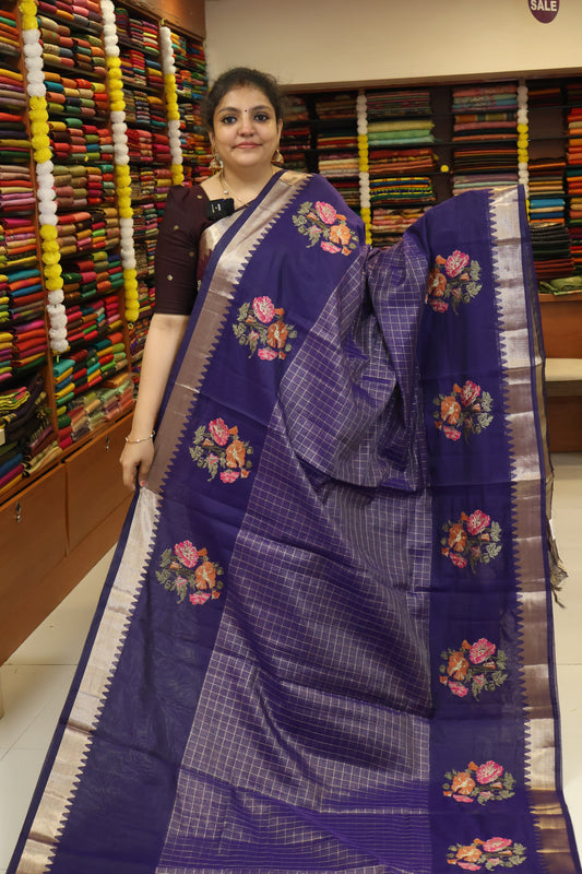 Mangal Giri Silk Saree-Voilet Floral Print