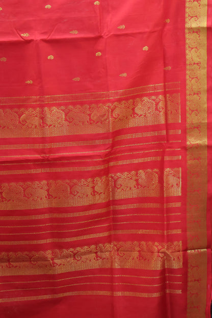 Pure Silk Cotton Saree-Manga Border-Red