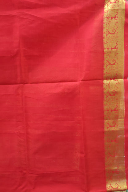 Pure Silk Cotton Saree-Manga Border-Red