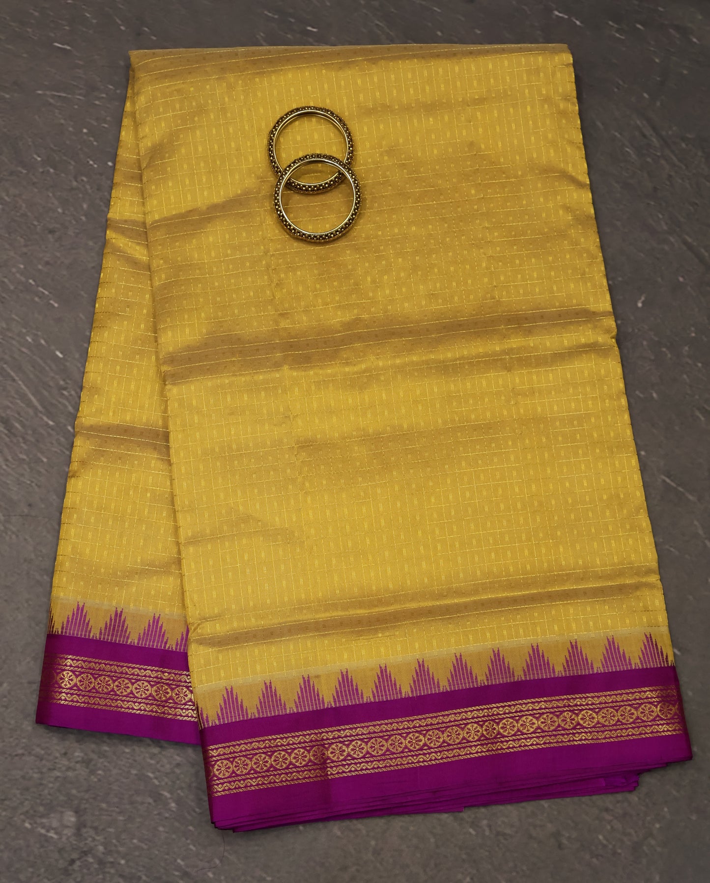 Pure Silk Cotton Saree-Gold Laksha Deepam