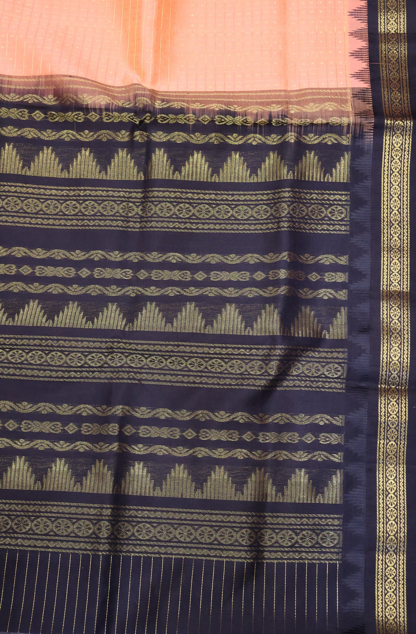 Pure Silk Cotton Saree-Orange Laksha Deepam