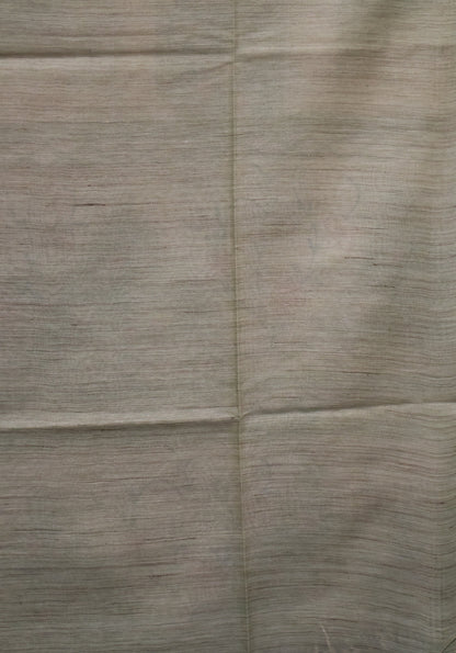 Jute Tussar Saree-Green Sparrow Floral Pattern