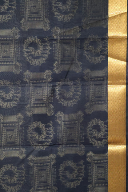 Kora Silk Cotton Saree - Black Frame Warli