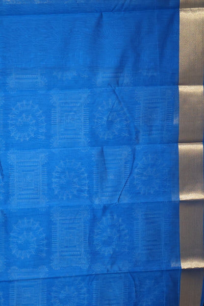 Kora Silk Cotton Saree - Blue Frame Warli
