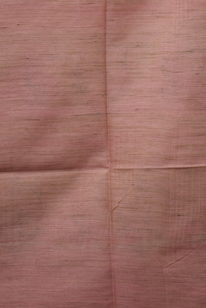 Jute Tussar Saree- Pink Sparrow Floral Pattern