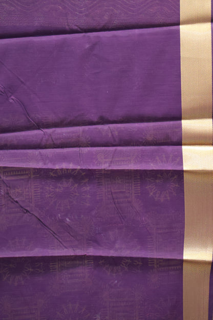Kora Silk Cotton Saree - Wine Frame Warli