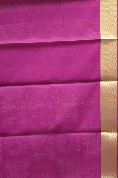 Kora Silk Cotton Saree - Purple Frame Warli