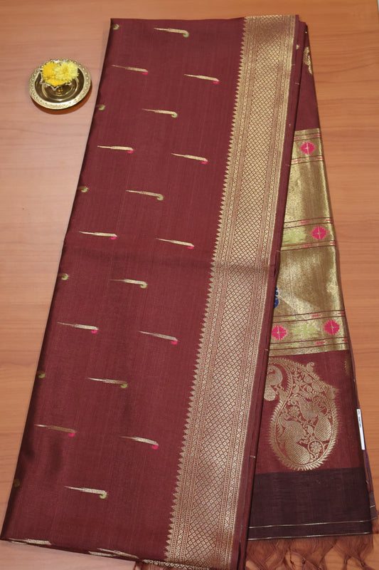 Soft Tussar Saree-Arakku Paithani Design