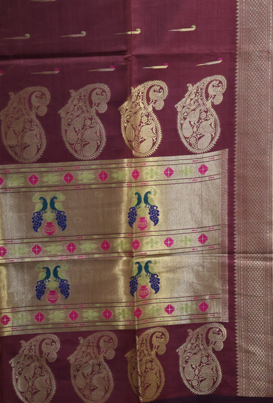 Soft Tussar Saree-Arakku Paithani Design