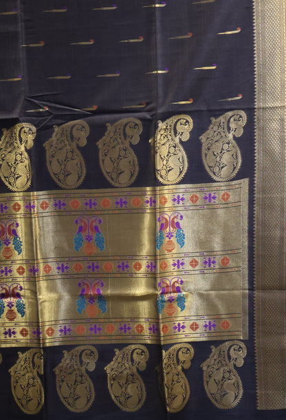 Soft Tussar Saree-Black Paithani Design