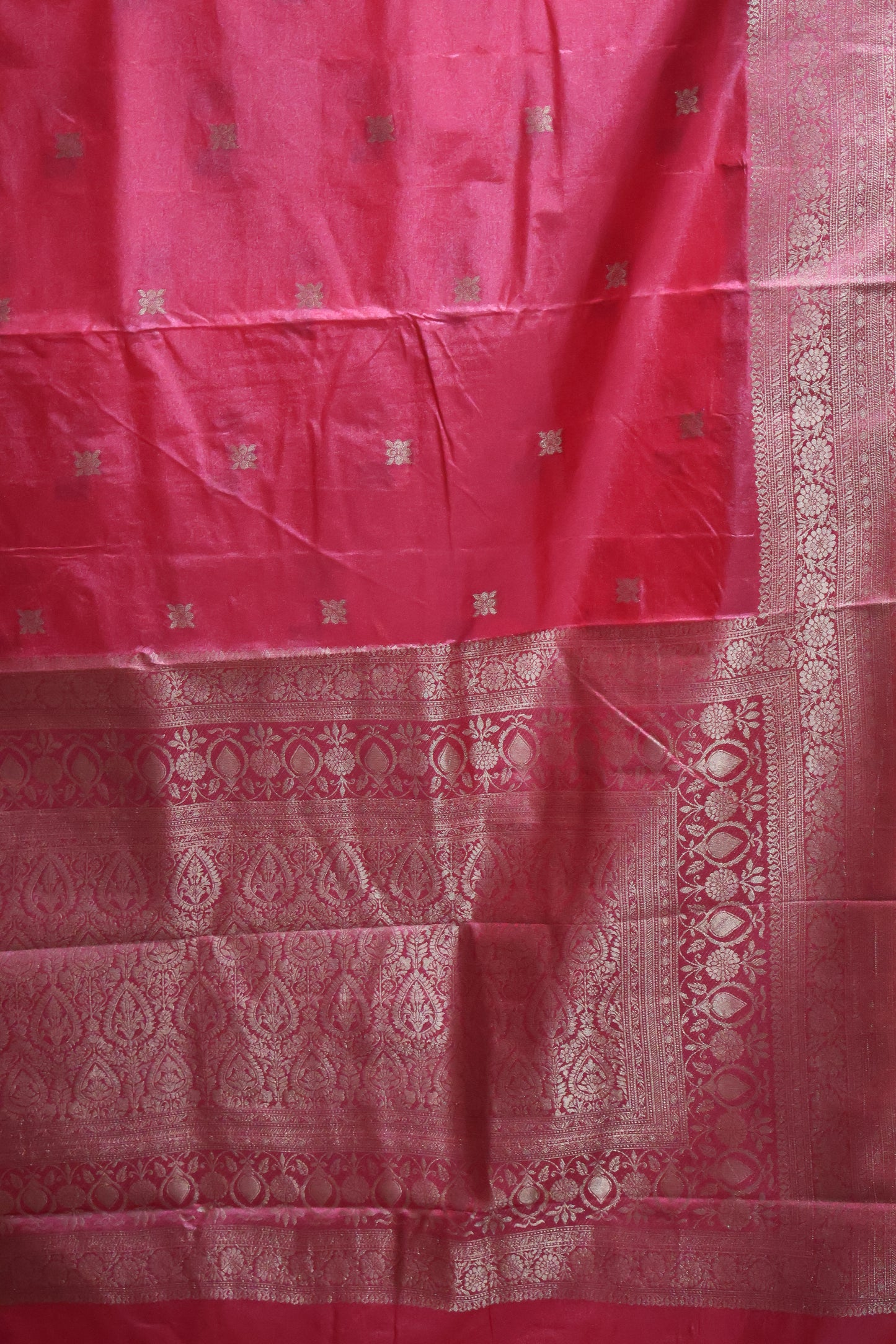 Semi Katan Silk Saree- Maroon Leaf Flower