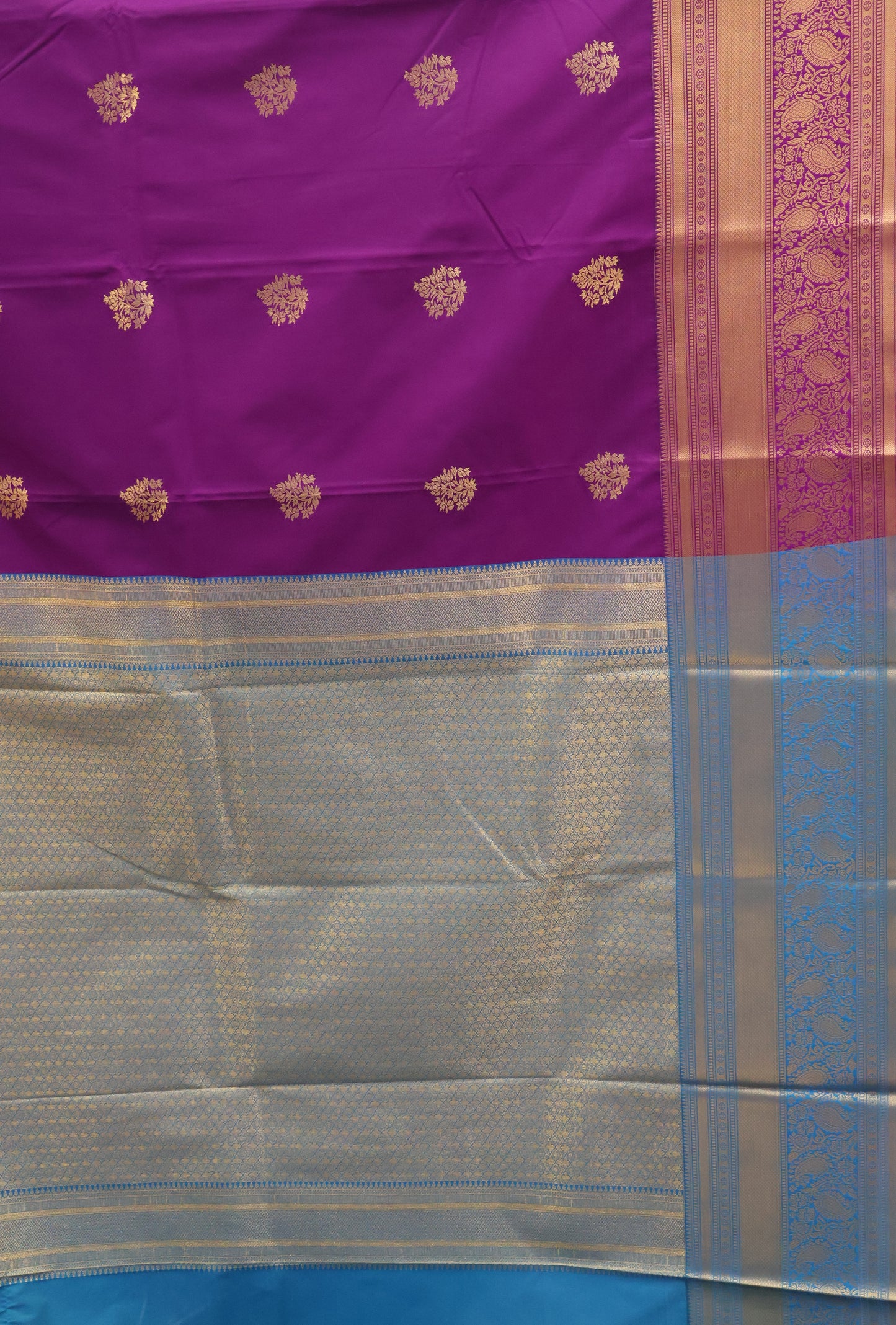 Semi Kanjivaram Silk Saree -Purple Manga Big Border