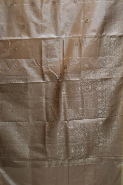 Semi Katan Silk Saree- Sandal Leaf Flower