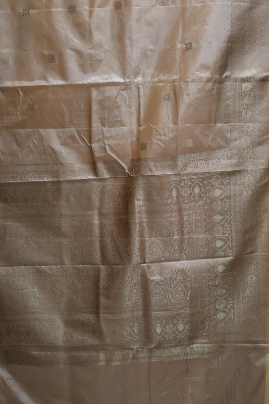 Semi Katan Silk Saree- Sandal Leaf Flower