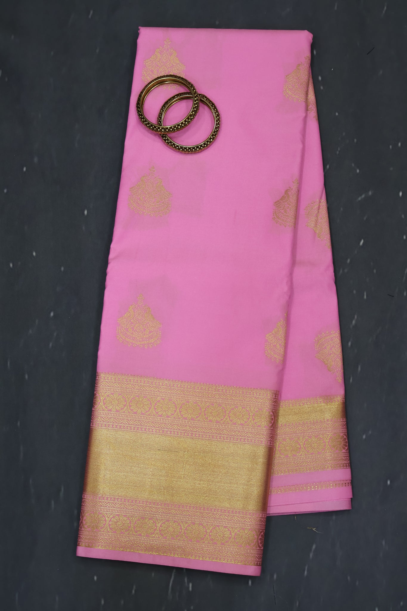 Semi Kanchipuram Silk Saree -Baby Pink Twin Peacock