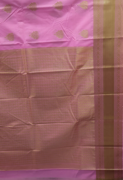 Semi Kanjivaram Silk Saree -Baby Pink Twin Peacock
