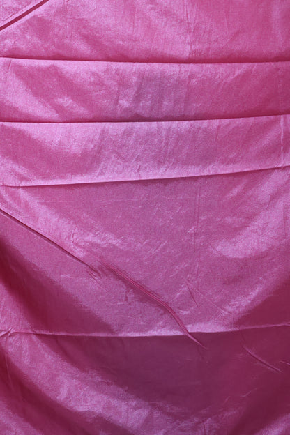 Semi Katan Silk Saree- Wine Leaf Flower