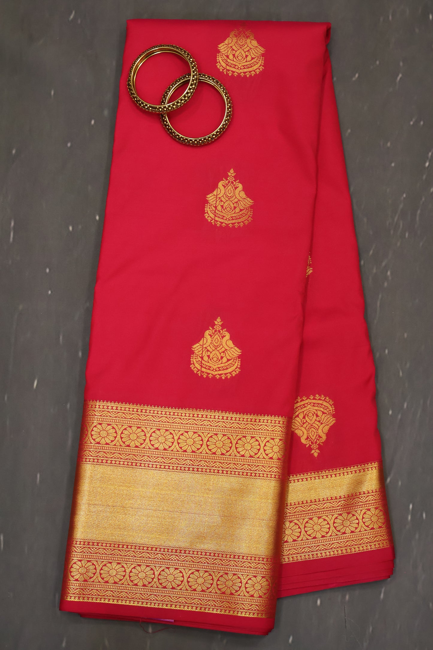 Semi Kanjivaram Silk Saree -Redish Pink Twin Peacock