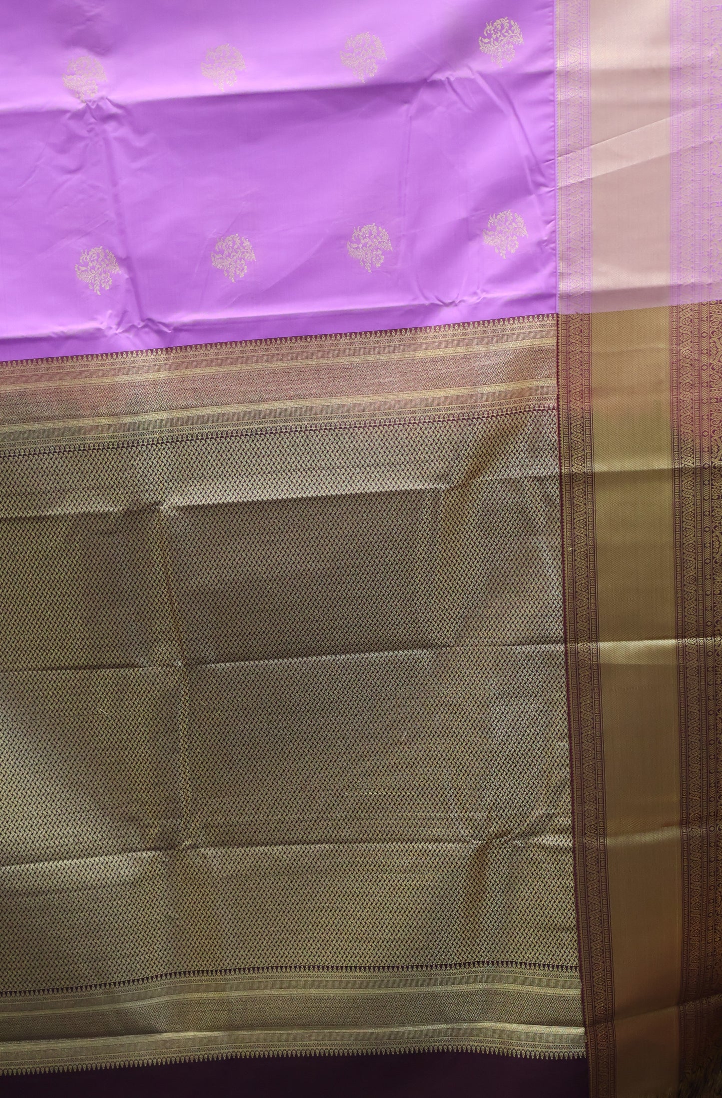 Semi Kanjivaram Silk Saree -Lavendar Twin Elephant