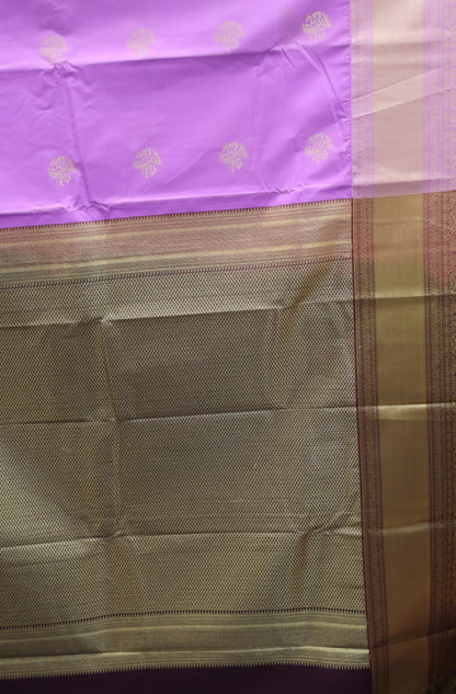 Semi Kanjivaram Silk Saree -Lavendar Twin Elephant